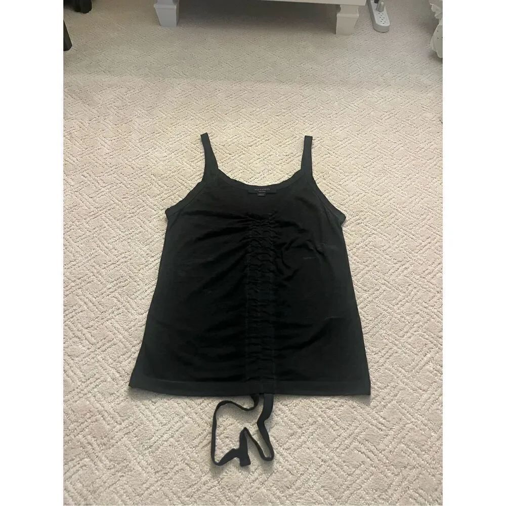 NWOT All Saints Black Ruched Tank Top